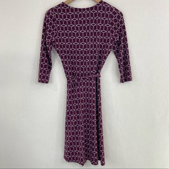 Stitchfix 41 Hawthorn Purple Dress Renesme Geo Print Faux Wrap size Small - Picture 3 of 7
